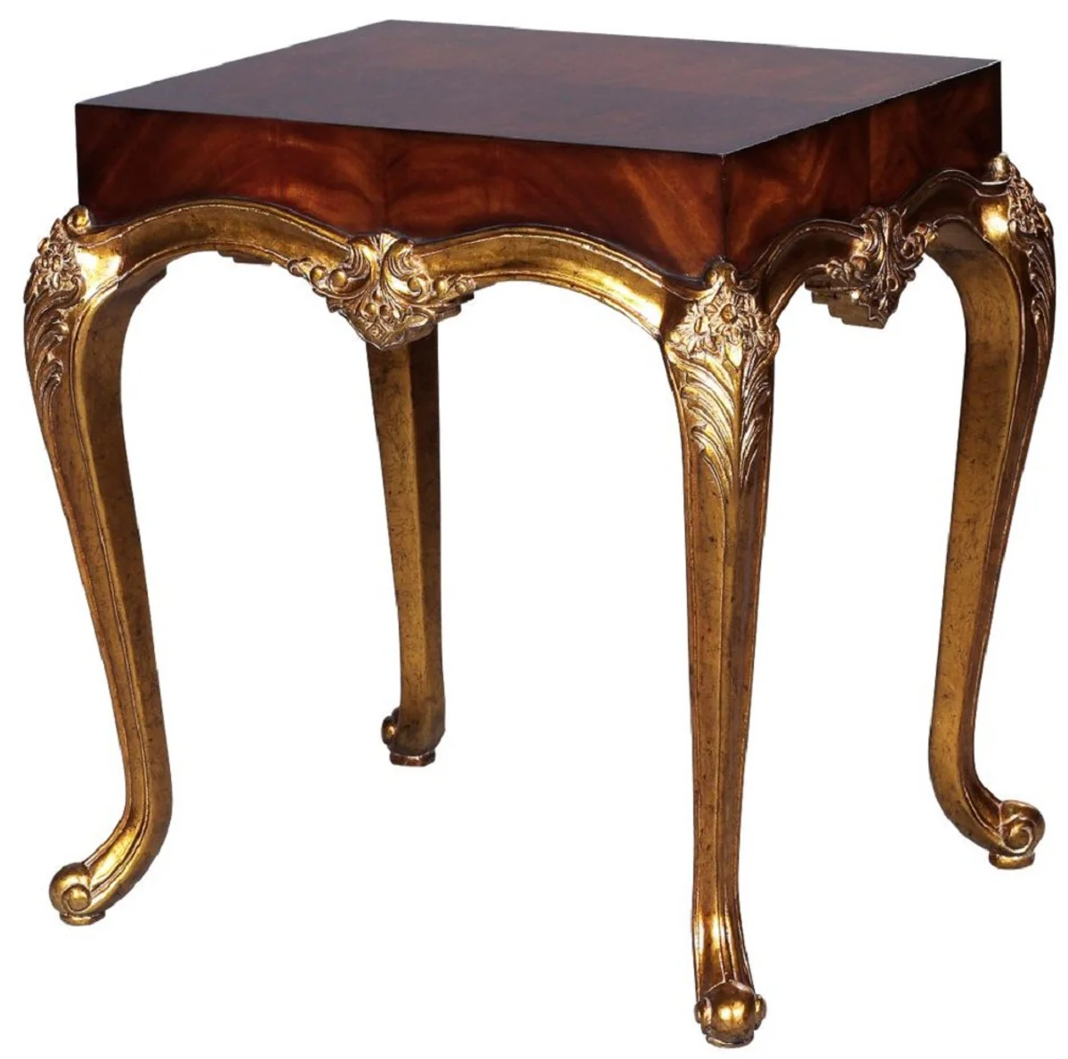 Luxury baroque side table dark brown / antique gold - magnificent solid wood table in baroque style - baroque living room furniture