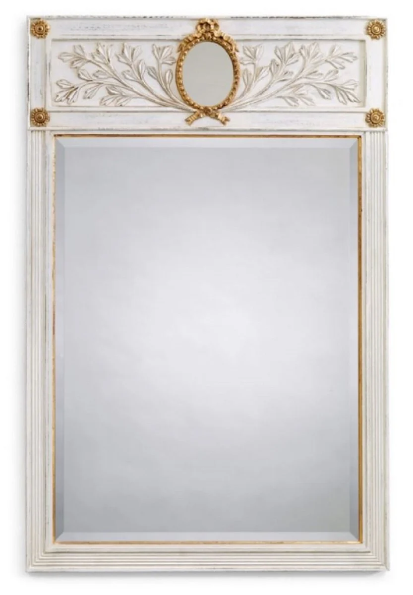 Luxury Baroque Mirror Antique White / Gold - Rectangular Italian Baroque Style Wall Mirror - Luxury Furniture in Baroque Style - Luxury Quality - Made in Italy