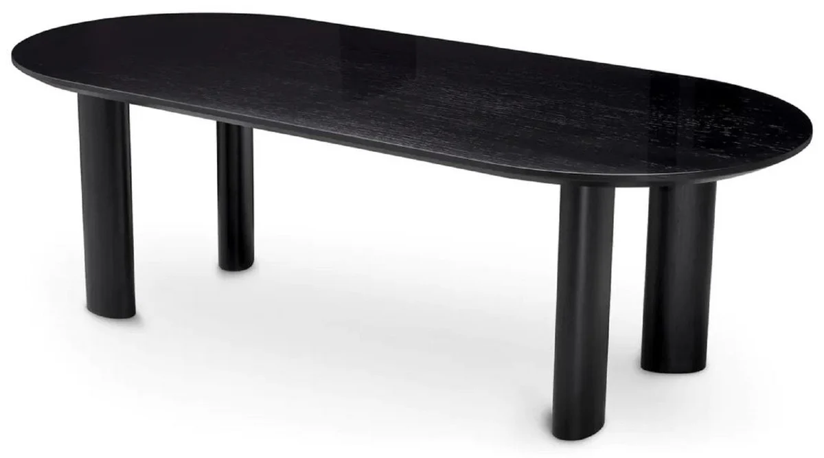 Luxury dining table black 244 x 109.5 x H. 77 cm - Oval solid wood kitchen table - Dining room furniture - Kitchen furniture - Luxury furniture - Luxury furnishings