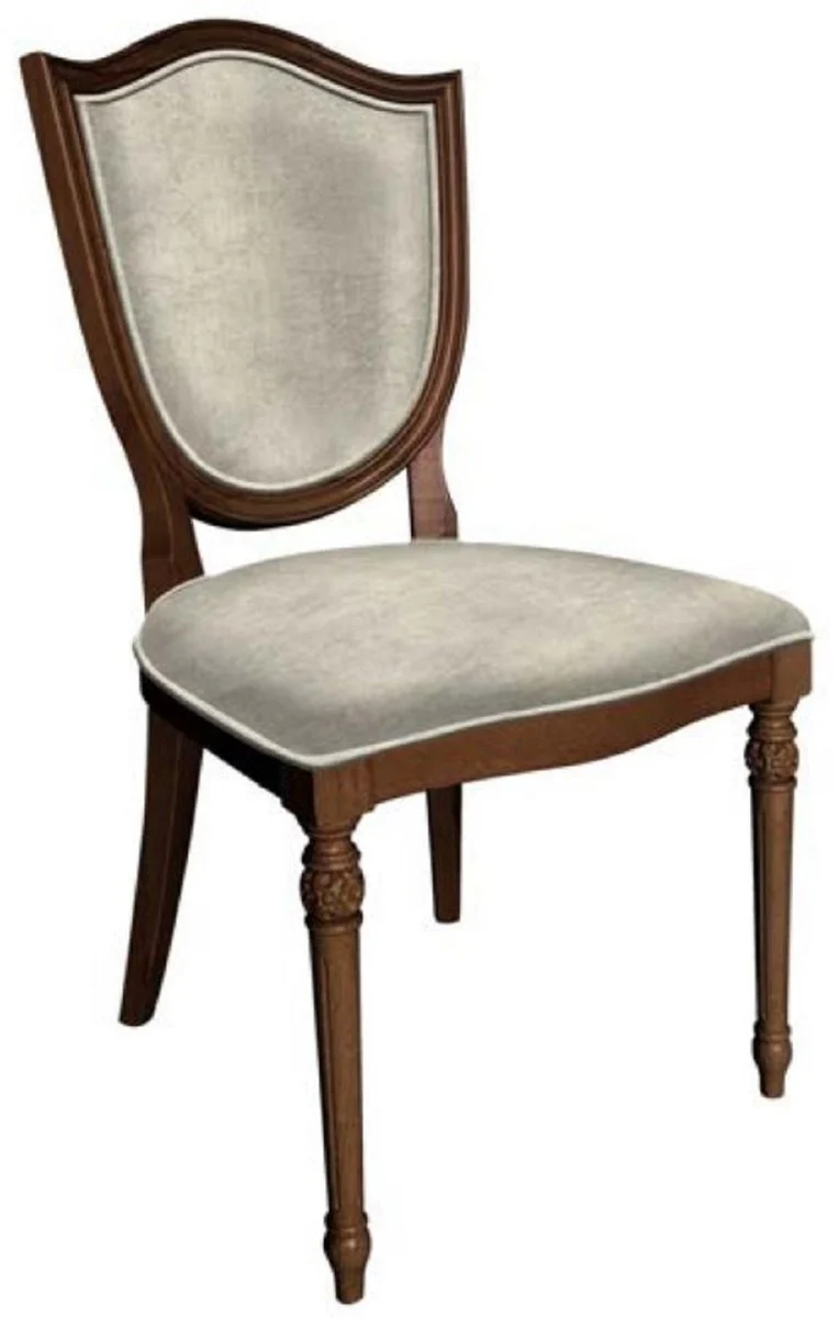 Art Deco Dining Room Chair Silver / Brown - Elegant Solid Wood Chair - Art Deco Dining Room Furniture