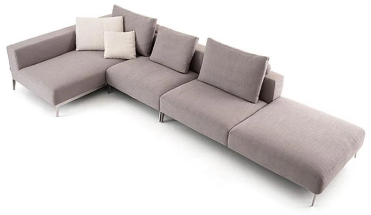 Luxury sofa gray / silver 400 x 178 x H. 56 cm - Adjustable living room corner sofa - Luxury living room furniture