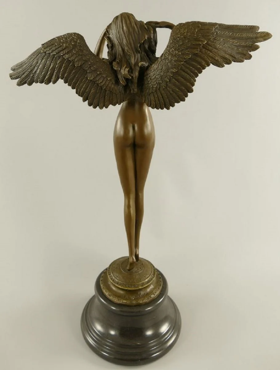 Luxury Art Nouveau decorative sculpture angel bronze / black 38 x 20 x H. 57 cm - Bronze figure with marble base - Baroque & Art Nouveau bronze sculptures