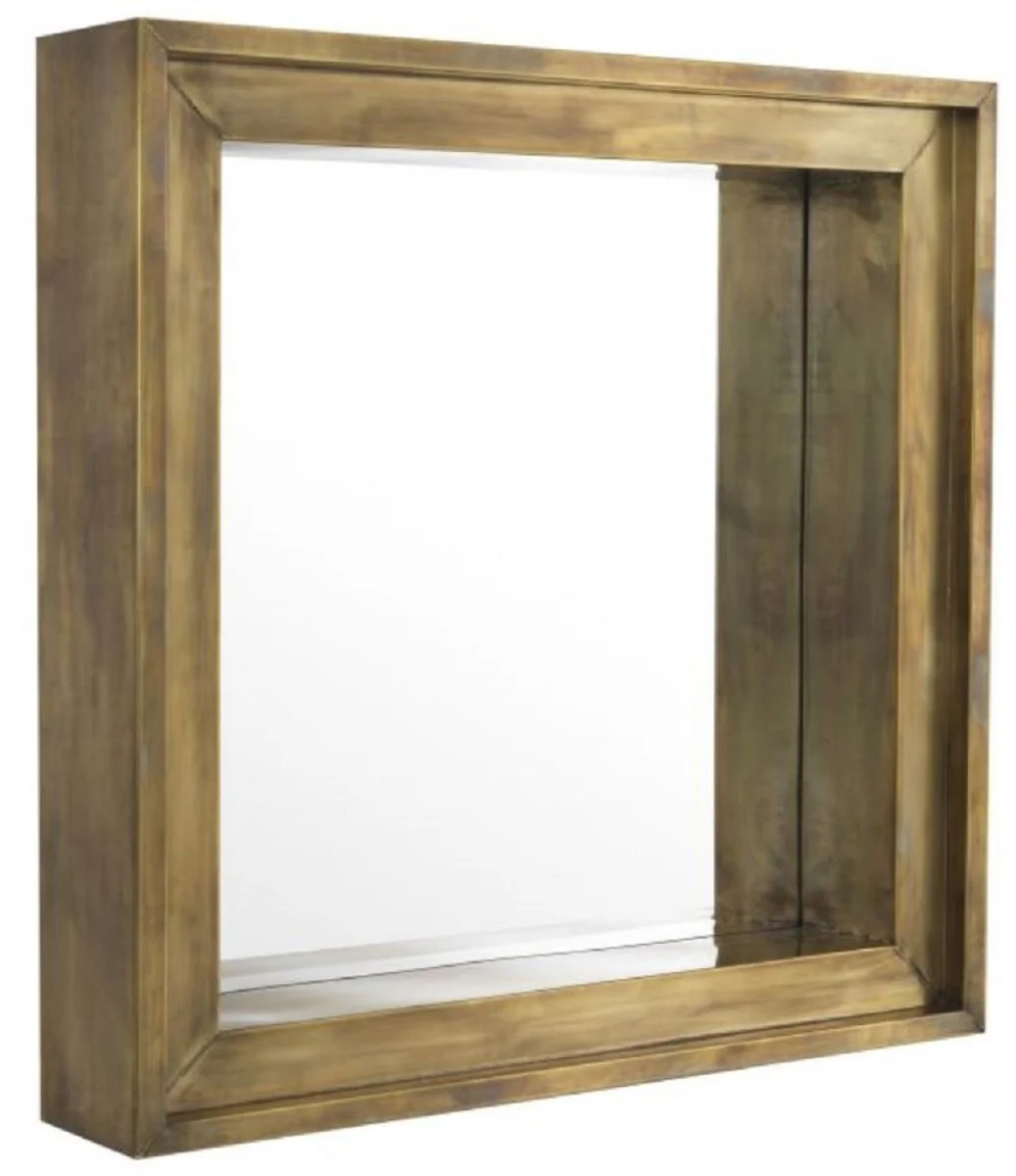 Luxury wall mirror vintage brass colored 100 x 20 x H. 100 cm - living room mirror - bedroom mirror - cloakroom mirror - luxury furniture