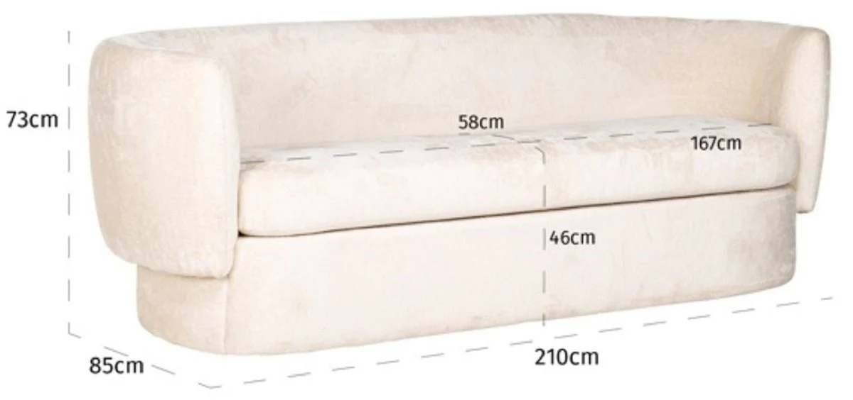 Luxury sofa white 210 x 85 x H. 73 cm - living room sofa - living room furniture - luxury furniture - living room furnishings - luxury furnishings - luxury quality