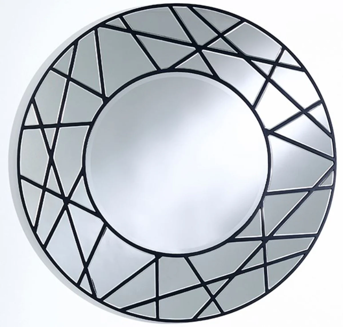 Designer mirror black Ø 102 cm - luxury living room wall mirror