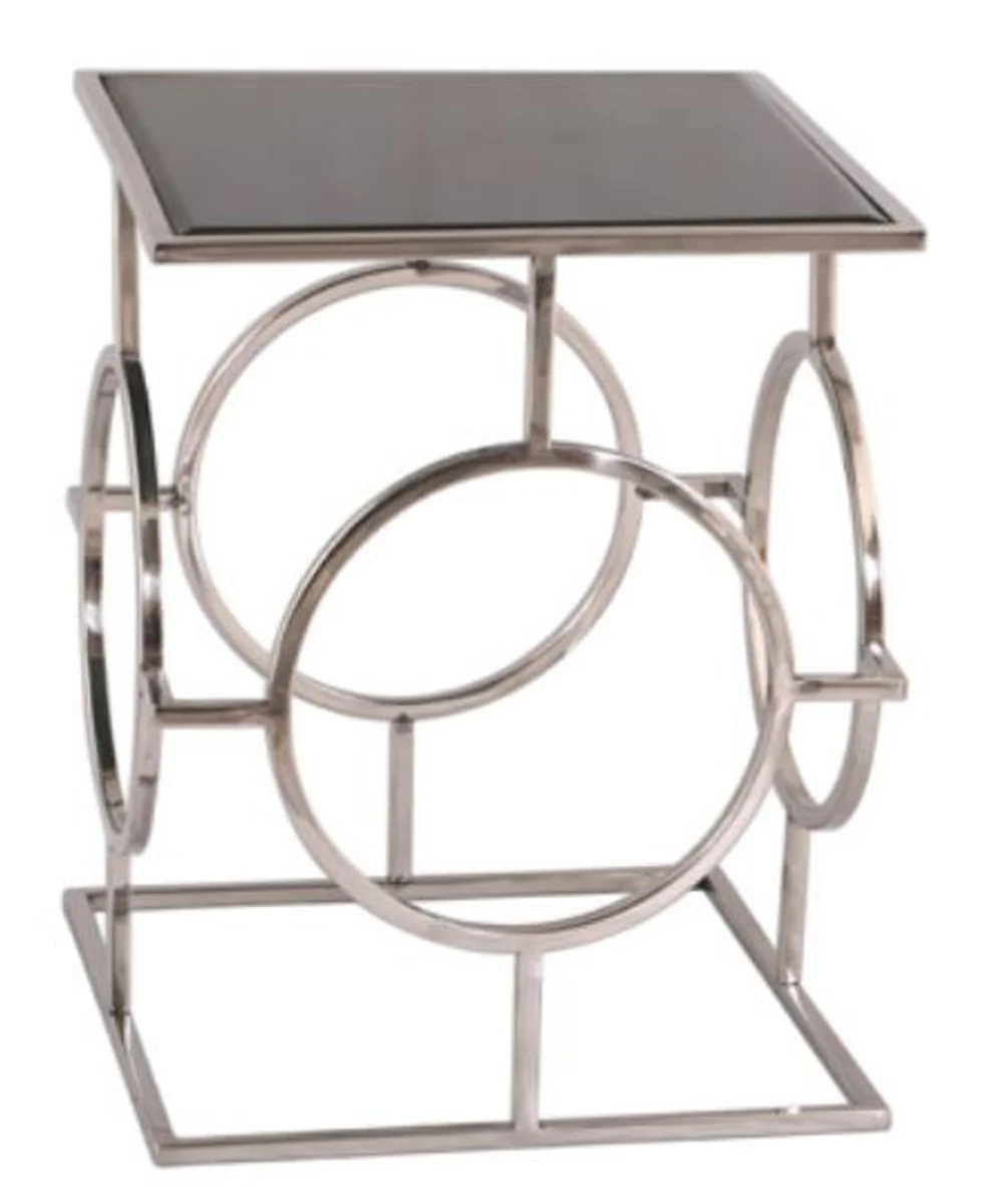 Luxury living room side table silver / black 40 x 40 x H. 50 cm - designer living room furniture
