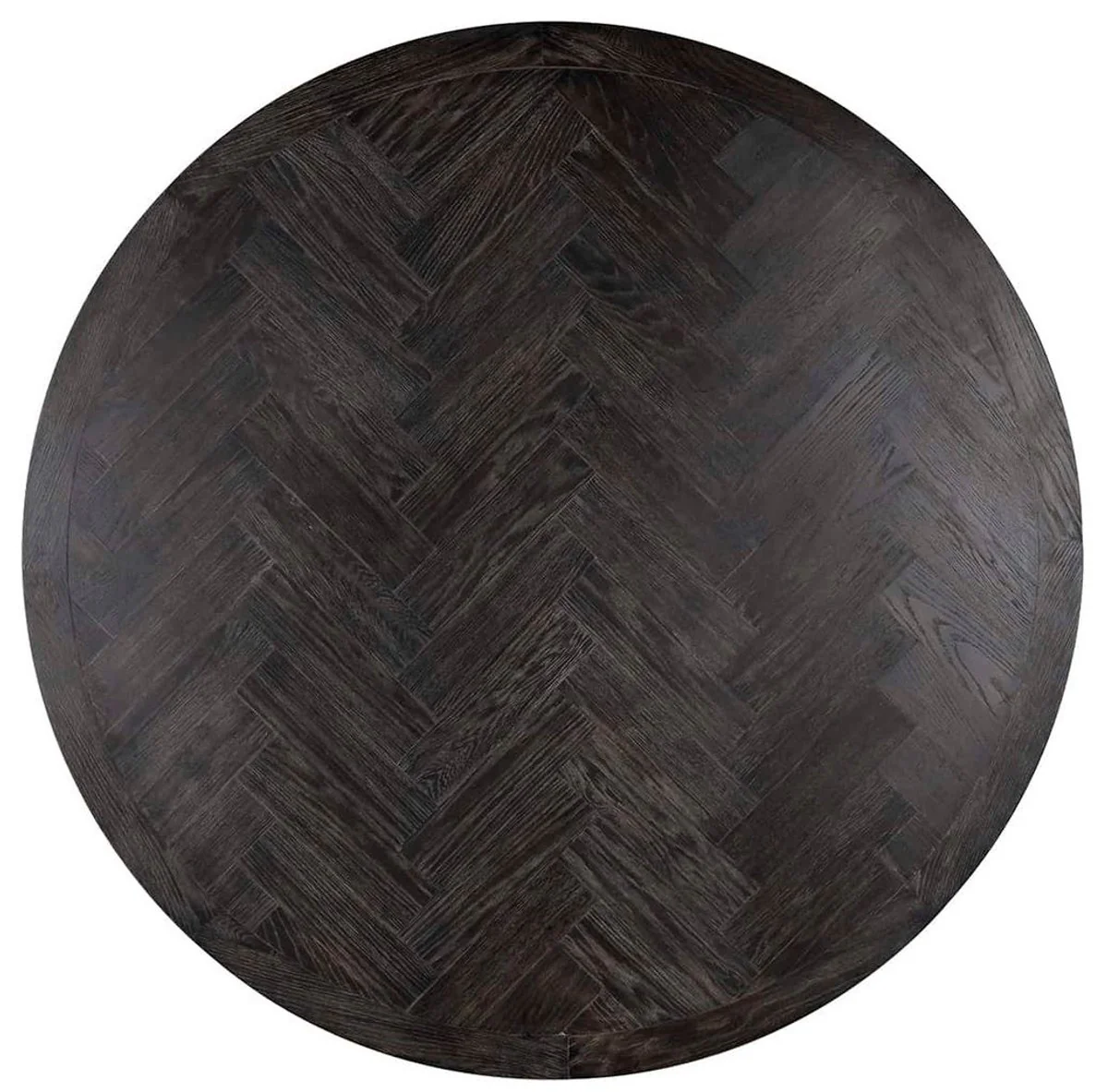 Luxury dining table black / gold Ø 140 x H. 75 cm - Round dining room table with oak veneer table top and stainless steel table leg - Luxury dining room furniture