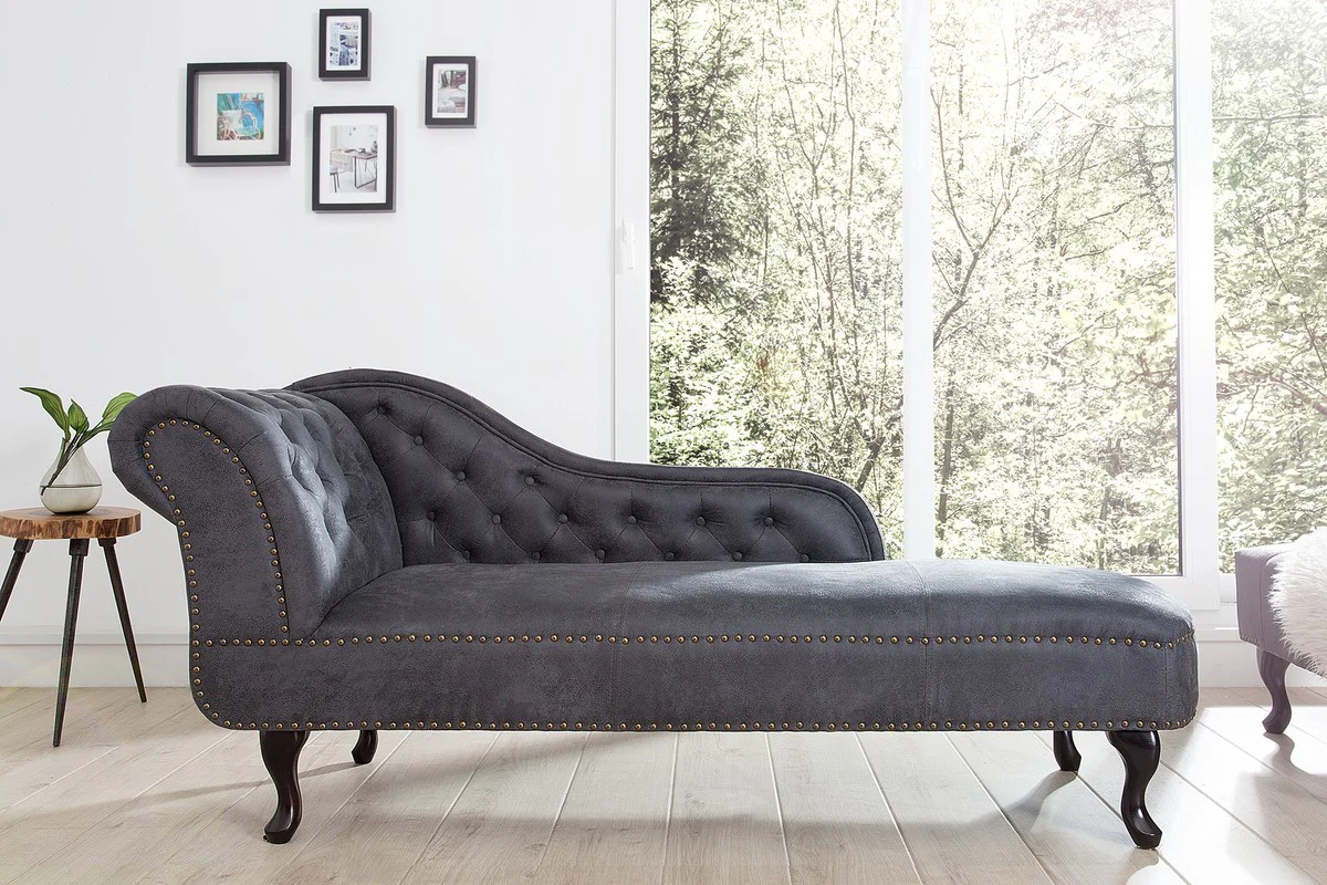 Chesterfield chaise longue / chaise longue antique gray from the house - living room chaise longue