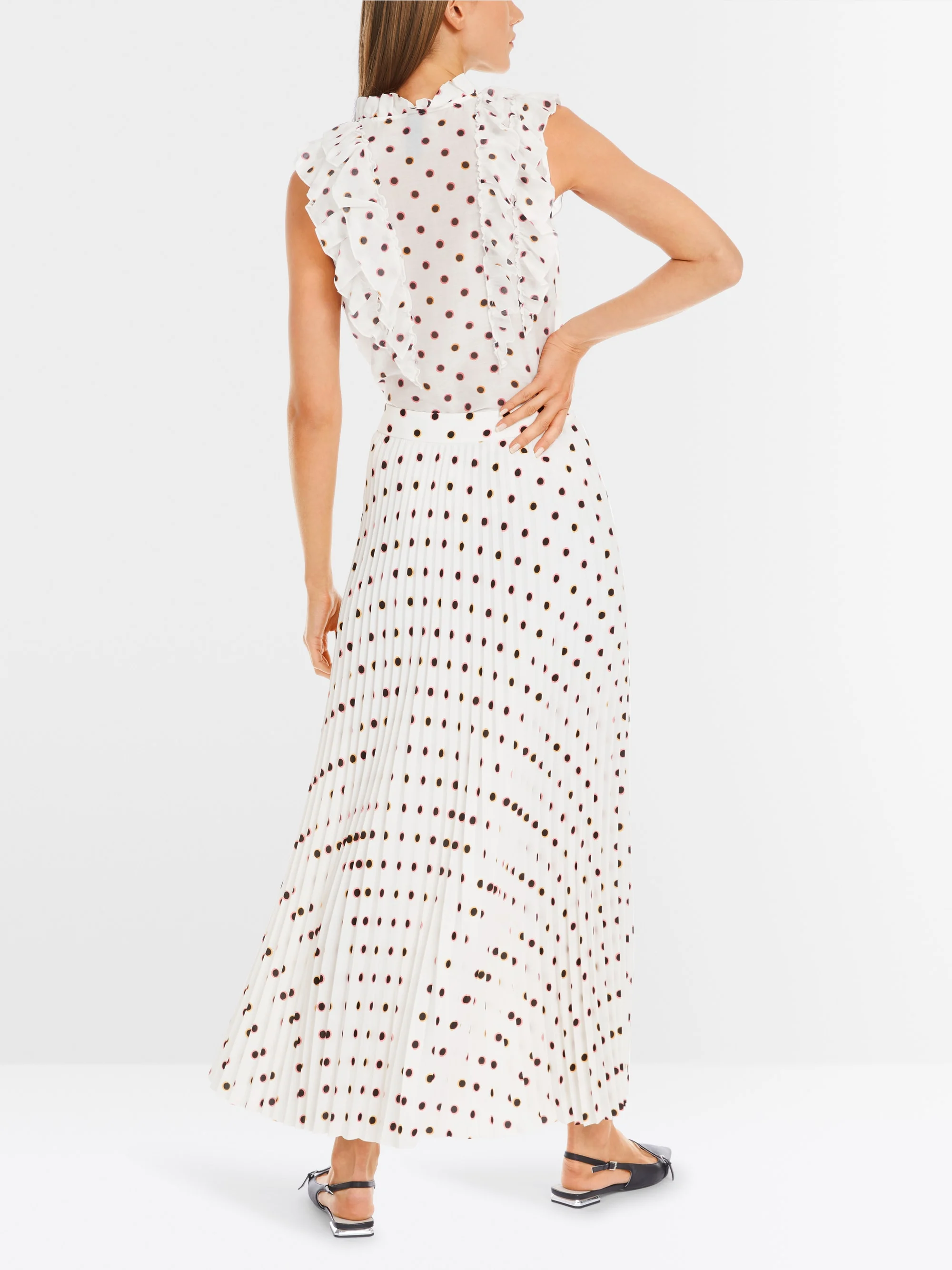 Marc-Cain Maxi-Faltenrock mit Polka Dot-Print