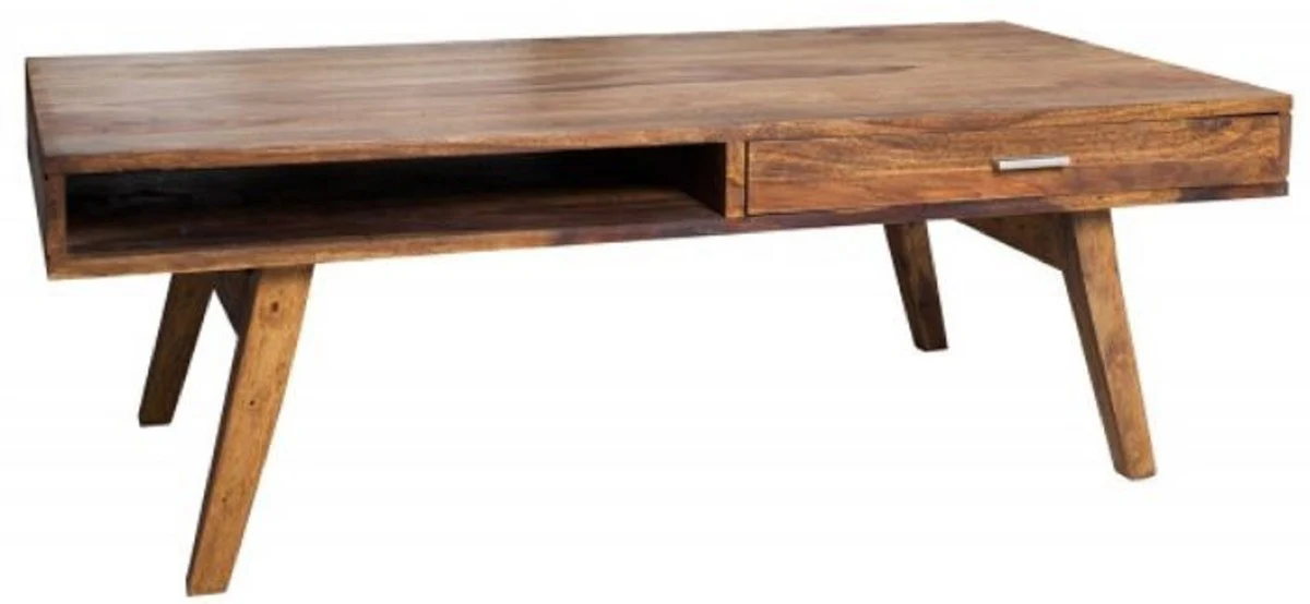 Solid wood coffee table natural colors 100 x 55 x H. 40 cm - living room table in retro style - retro design living room furniture