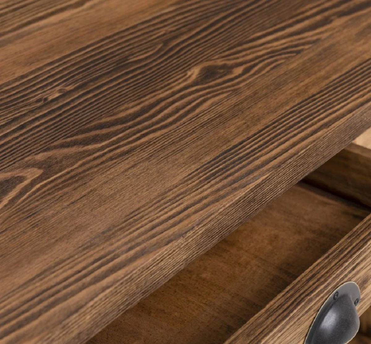 Country house style kitchen island brown 180 x 85 x H. 90 cm - solid wood kitchen island with 4 drawers - dining room furniture - kitchen furniture - country house style furniture