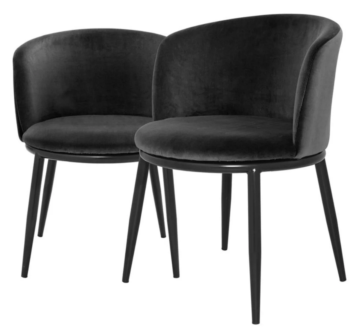 Luxury dining room chair set black 57 x 57 x H. 74 cm - Dining room furniture