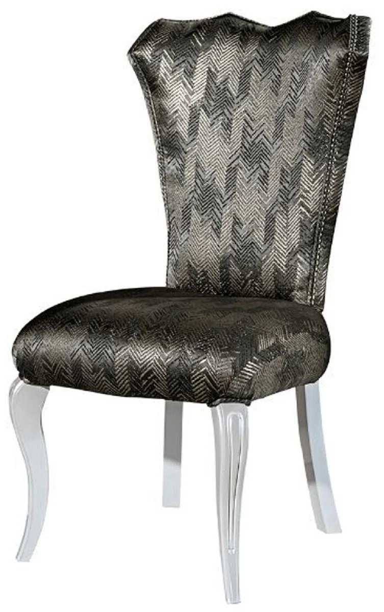 Luxury baroque dining room chair green / gold / white - handmade solid wood kitchen chair with elegant pattern - dining room furniture - baroque furniture