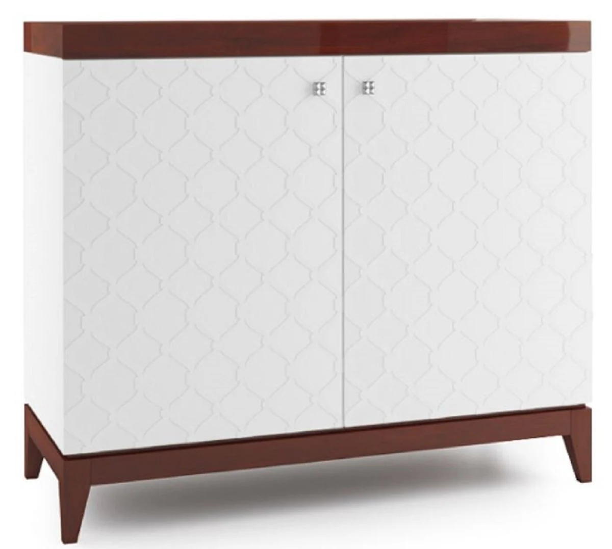 Luxury chest of drawers with 2 doors white / high gloss brown 111.2 x 45 x H. 96.6 cm - luxury living room cabinet