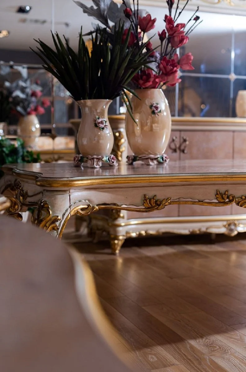 Pompöös by Luxury Baroque Dining Table Provence Beige / White / Gold - Pompöös Baroque style dining room table designed by Harald Glööckler