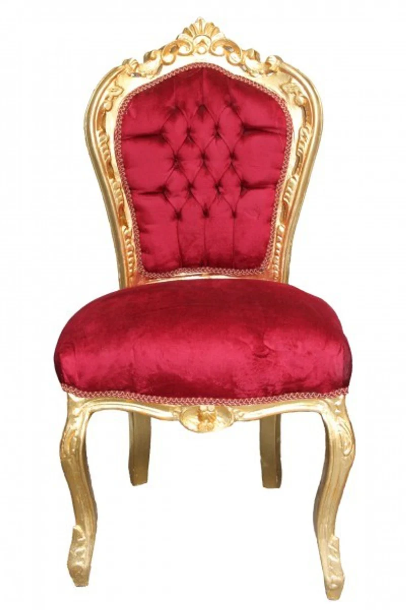 Baroque dining room chair Bordeaux / gold without armrests - antique furniture