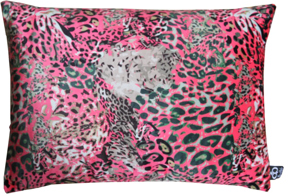 Luxus Wohnzimmer Deko Kissen Kansas Leo Mehrfarbig 35 x 55 cm - Feinster Samtstoff - Luxus Kollektion