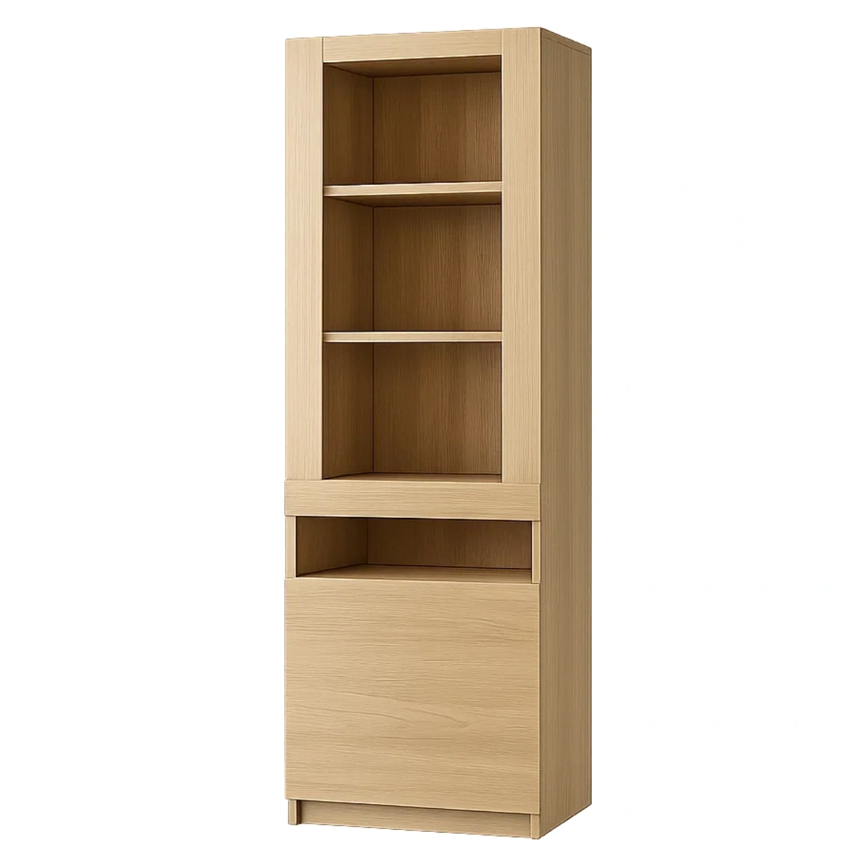 Vitrine mit einer blickdichten Tür und vier offenen Regalböden, Spanplatte, helle Holzfarbe, Montage erforderlich, für den Innenbereich, 50 x 40 x 180 cm - KrBPiOiePdp9