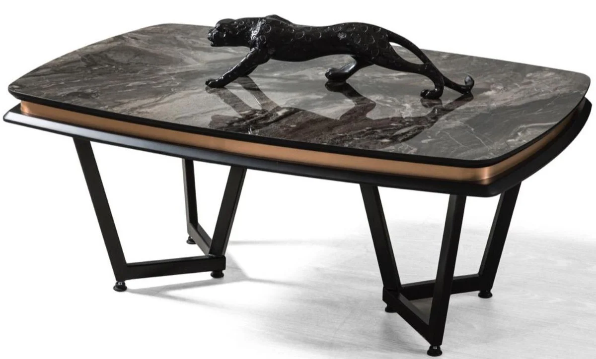 Luxury coffee table black / copper 120 x 70 x H. 56 cm - Rectangular living room table - Luxury living room furniture