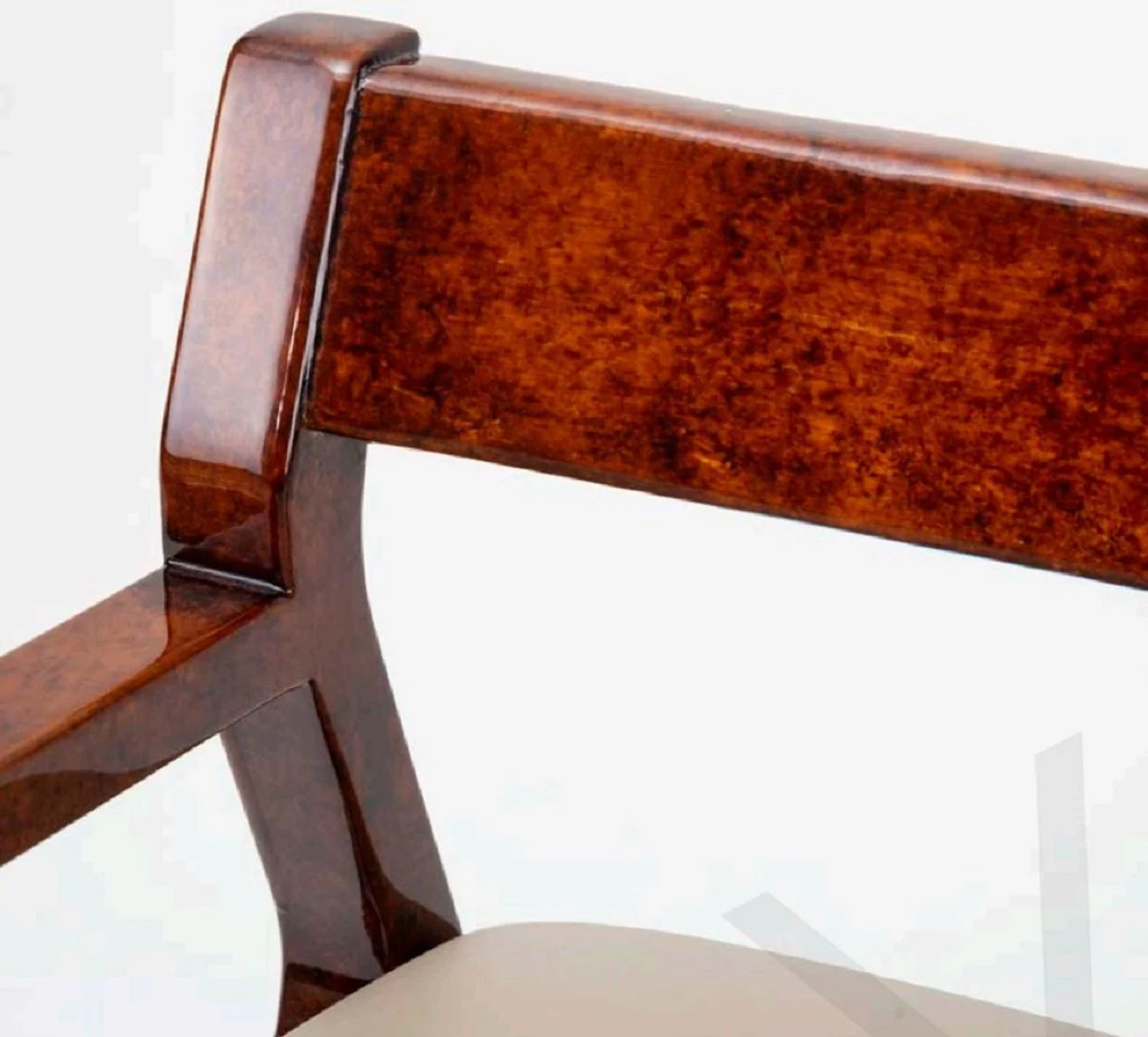 Luxury dining room chair set of 6 with armrests brown / cream 60 x 69 x H. 65 cm - Luxury solid wood kitchen chairs - Dining room furniture - Kitchen furniture - Luxury furniture - Luxury furnishings