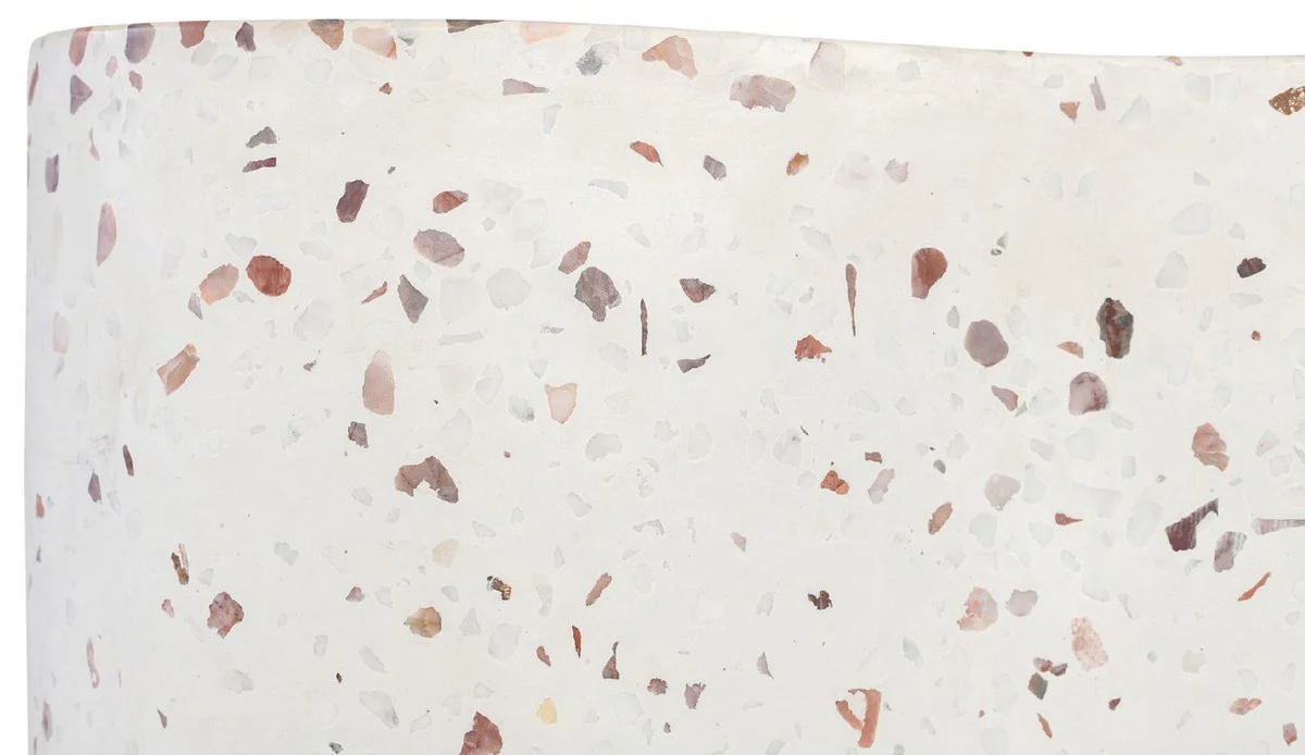 Luxury terrazzo natural stone side table / stool white 41.5 x 41.5 x H. 45 cm - living room furniture - hotel furniture - natural stone furniture - luxury furniture - luxury furnishings