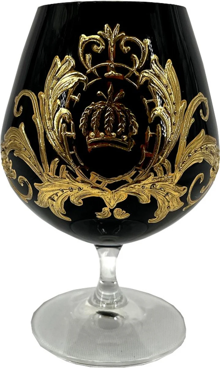 Pompöös by Luxus Cognac Glass Set Black / Gold Ø 9 x H. 14.5 cm - Cognac glasses with 24 carat gold plating - Pompöös glasses designed by Harald Glööckler