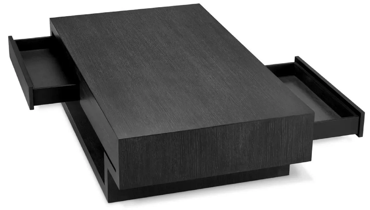 Luxury coffee table with 4 drawers black gray 140 cm