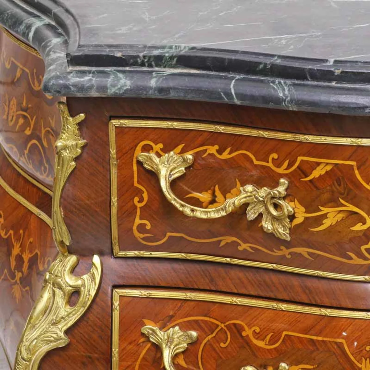 Baroque chest of drawers with 4 drawers and marble top in brown / gold / black 80 x 45 x H. 85 cm - Baroque style furniture