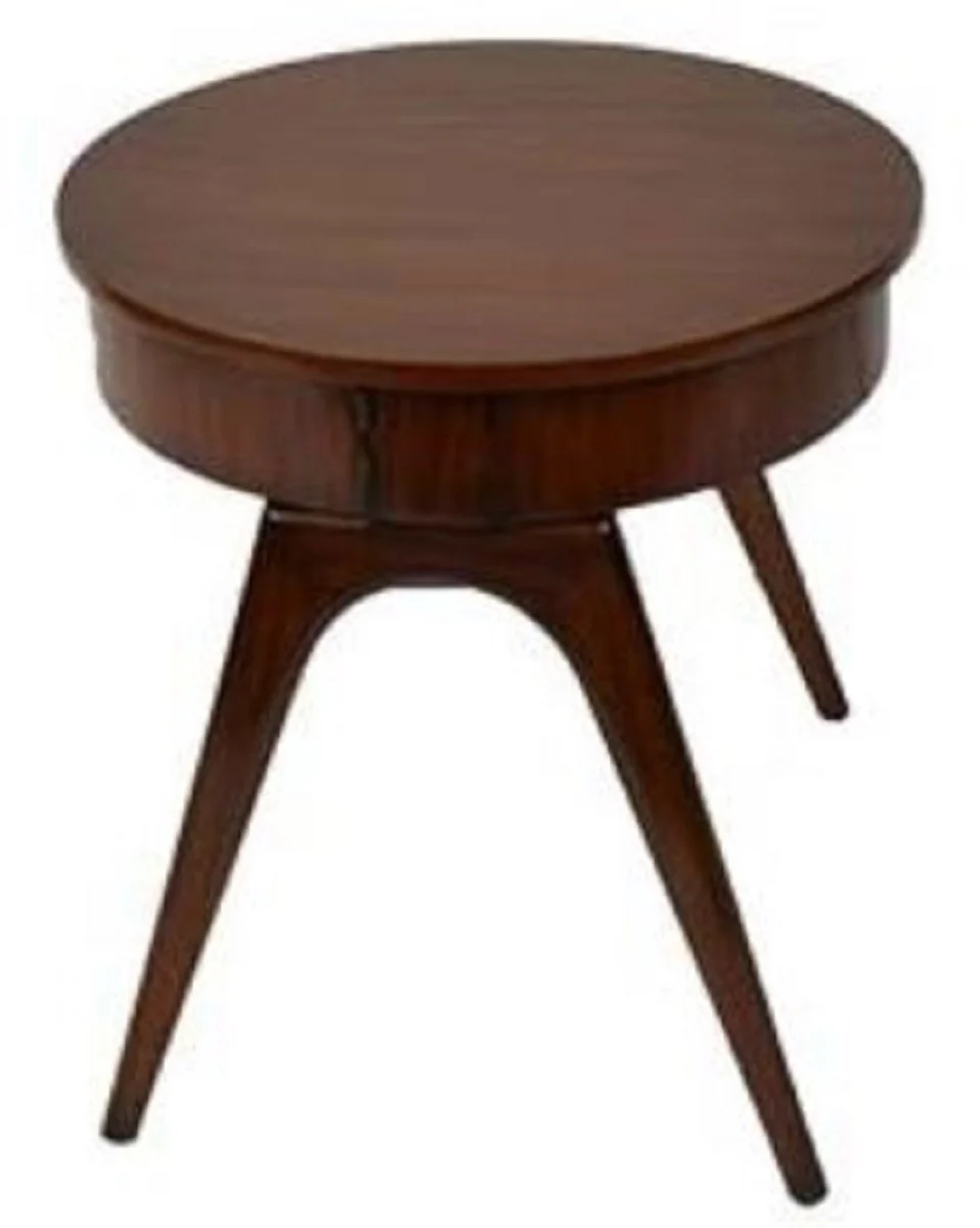Luxury side table dark brown Ø 54 x H. 54 cm - round mahogany table with 2 drawers - luxury quality