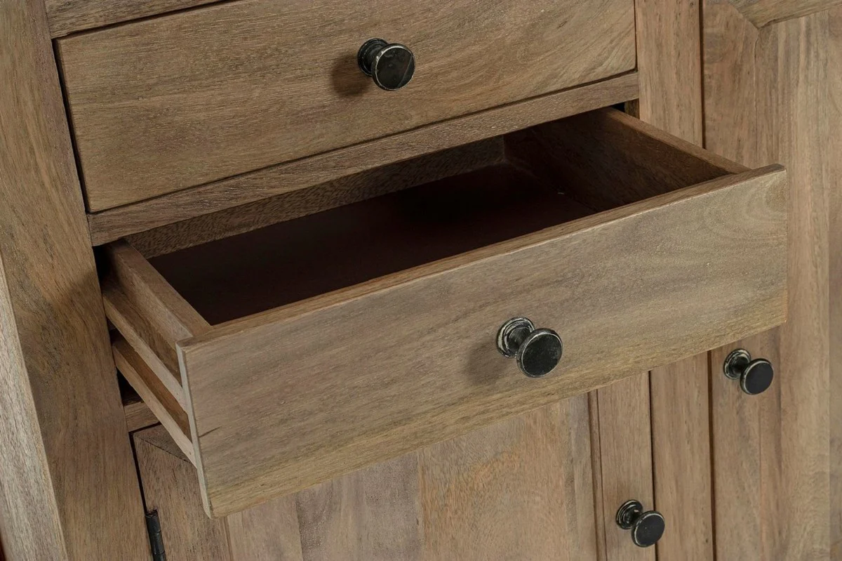 Country house style cabinet with ladder brown 143.5 x 40.6 x H. 233.7 cm - bookcase - shelf cabinet - living room cabinet - office cabinet - country house style furniture