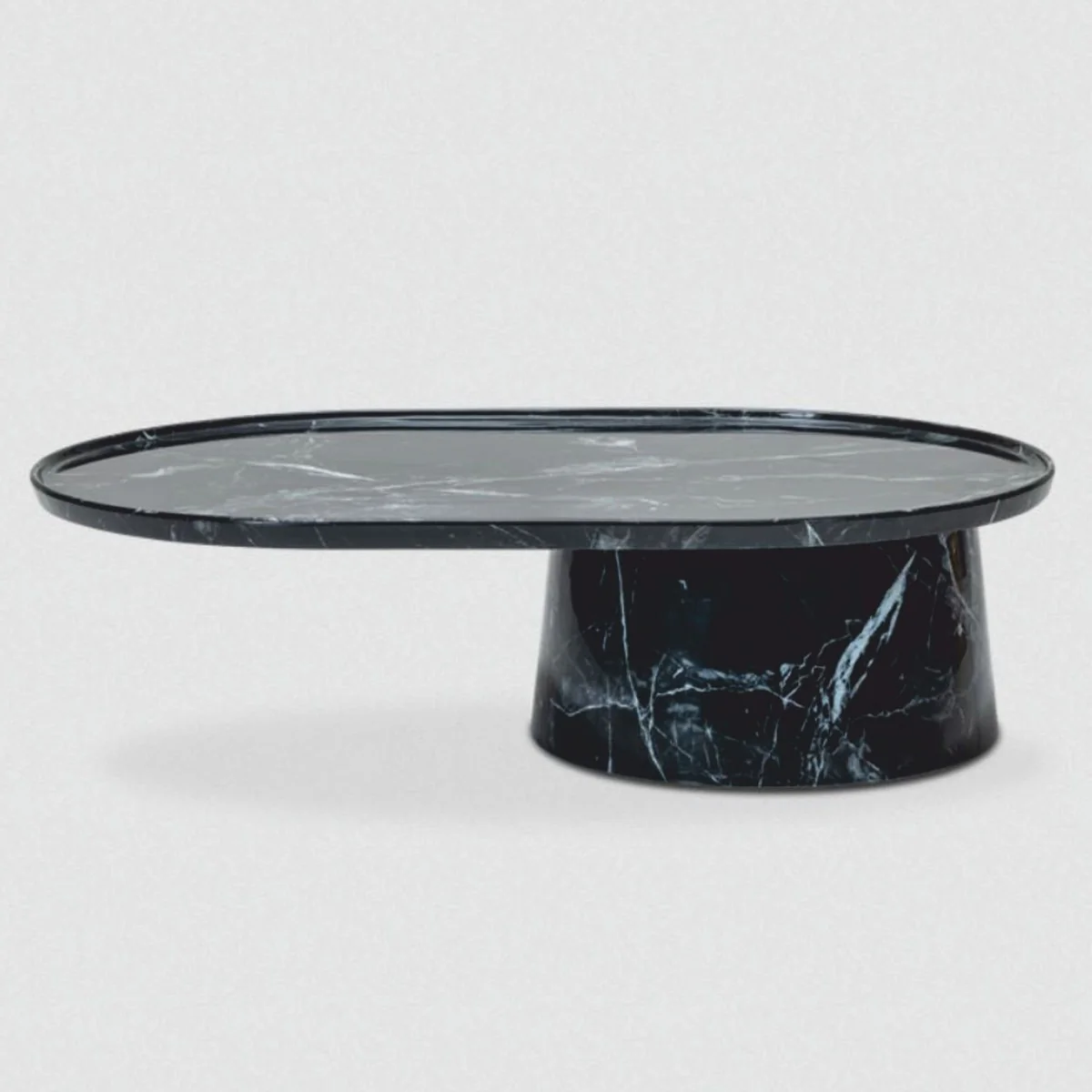 Luxury coffee table with oval marble table top black 120 cm