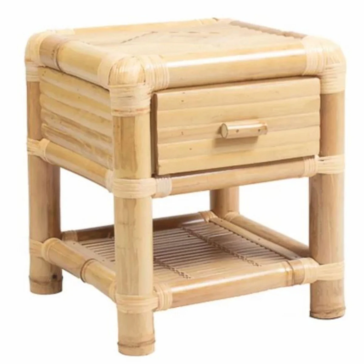 Luxury bamboo bedside table with drawer natural color H. 45 cm - Bamboo furniture