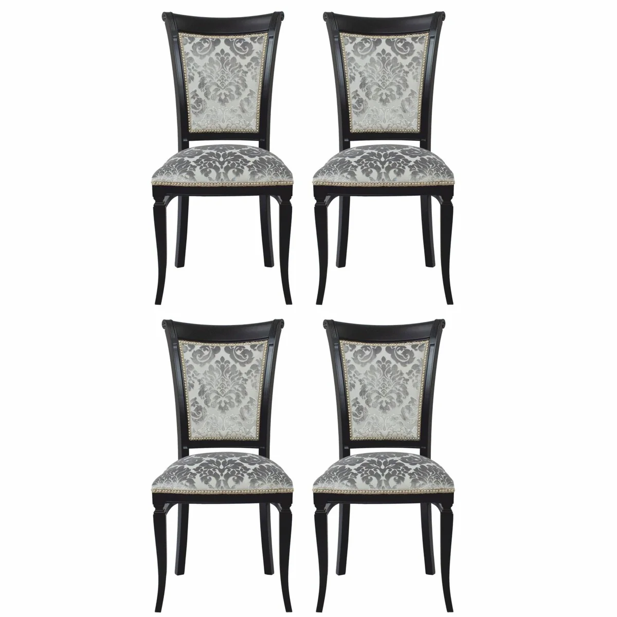 Luxury Art Deco Dining Room Chair Set of 4 Gray / Black H. 96 cm - Dining Room Furniture