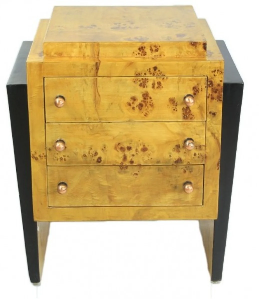 Art Deco Chest of Drawers Bird's Eye Maple / Black - Handcrafted Solid Wood Bedside Table - Art Deco Furniture
