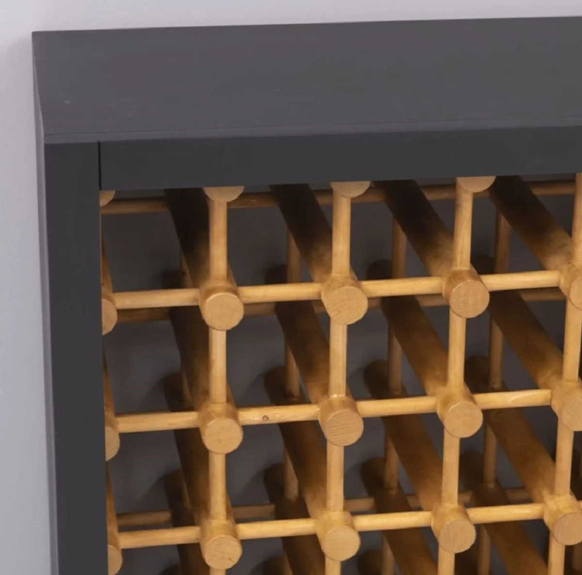 Country house style solid wood wine cabinet black / natural colors 68 x 35 x H. 68 cm - Solid wood wine rack in country house style - Solid wood bar furniture - Country house style bar furniture