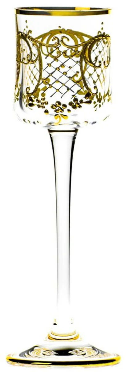 Luxury Baroque Liqueur Glass Set of 6 Gold Ø 6 x H. 17.5 cm - Handmade and hand-painted Liqueur Glasses - Hotel & Restaurant Accessories - Luxury Quality