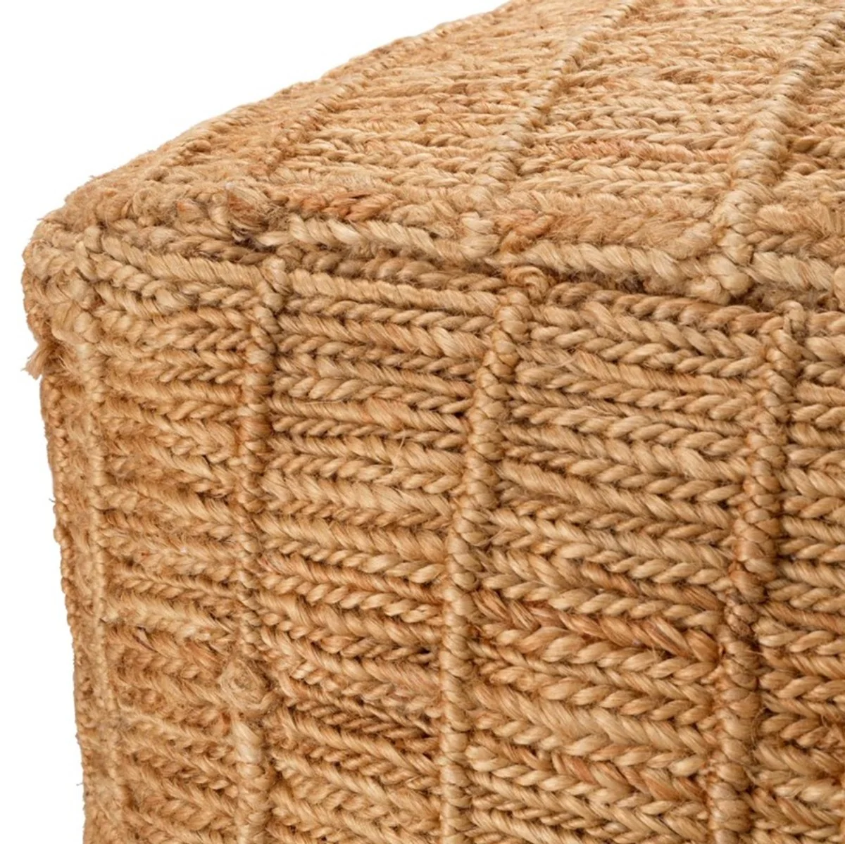 Luxus Hocker aus Natur Jute 60 x 60 x H. 40 cm - Wohnzimmer Sitzhocker - Luxus Möbel
