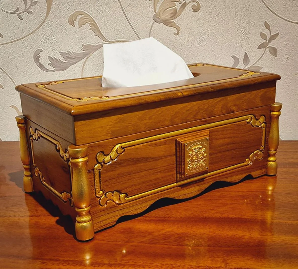 Luxury Baroque Paper Tissue Box - Tissue Box Brown / Gold - Made in Italy