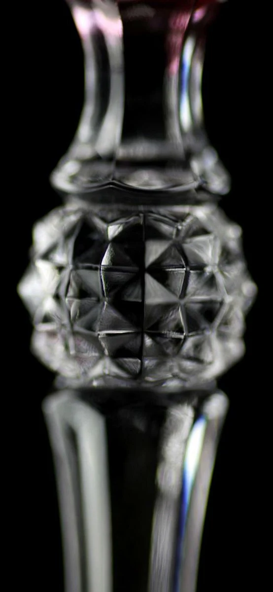 Luxury Baroque wine glass set of 6 pink / gold Ø 9 x H. 21.5 cm - Handmade engraved and hand-painted wine glasses - Hotel & Restaurant Accessories - Luxury quality