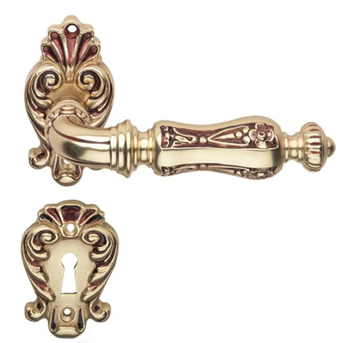 Baroque door handle set French gold 15 x H. 8.2 cm - Baroque style door handles