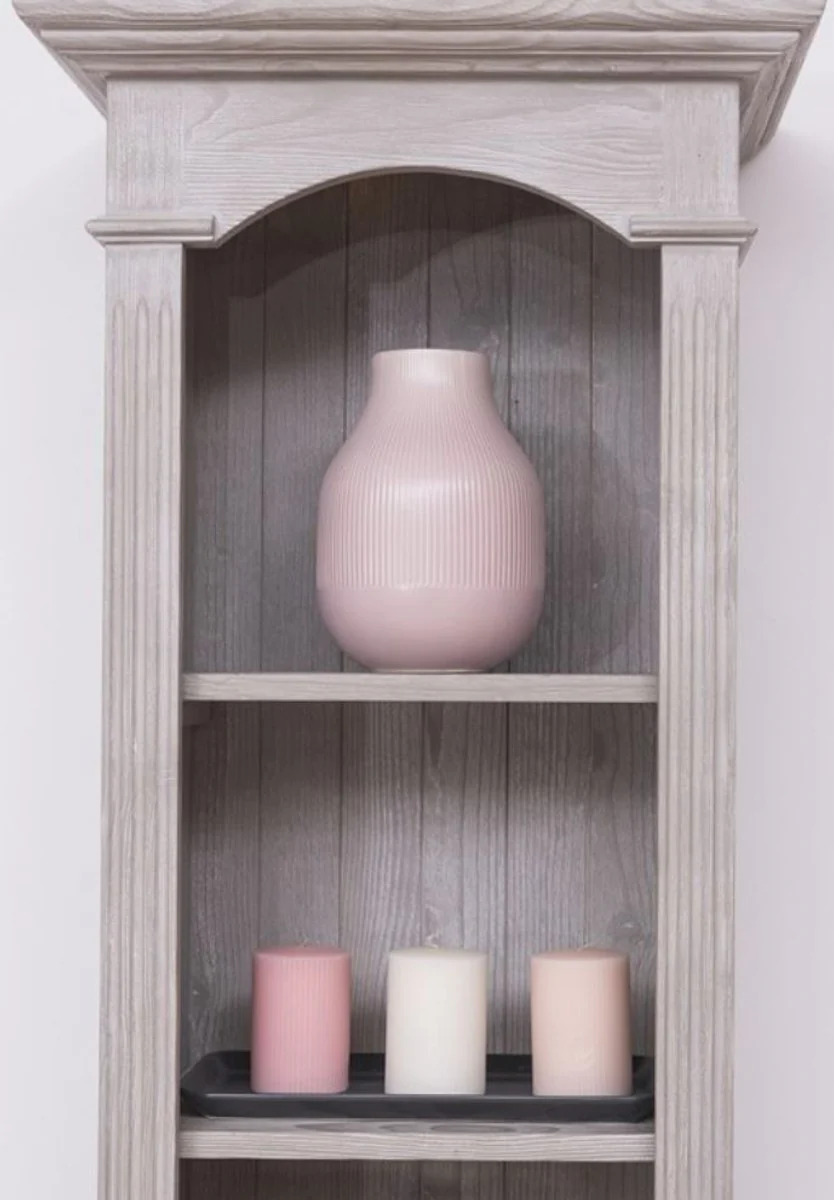 Country house style shelf cabinet light gray 50 x 33 x H. 190 cm - solid wood cabinet with 4 shelves and drawer - country house style furniture