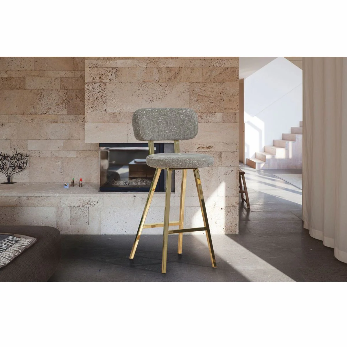 Luxury bar chair set of 6 gray / gold H. 106 cm - bar furniture