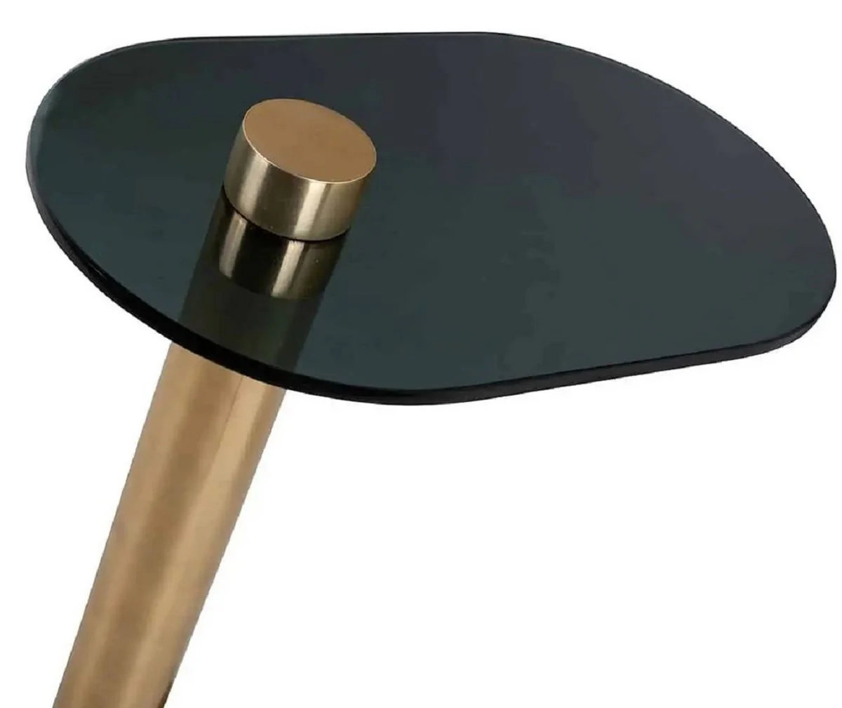 Luxury side table gold / black 38 x 23 x H. 61 cm - Modern stainless steel table with glass top - Luxury living room furniture