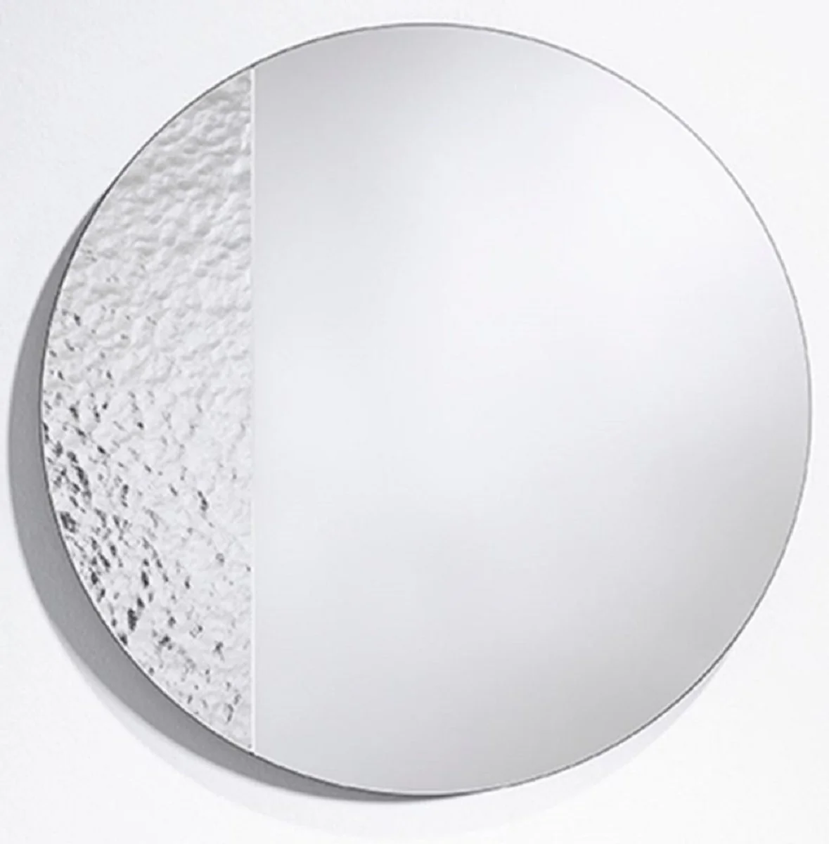 Luxus Wandspiegel Ø 58 cm - Runder Spiegel mit strukturierter Oberfläche - Wohnzimmer Spiegel - Garderoben Spiegel - Luxus Qualität