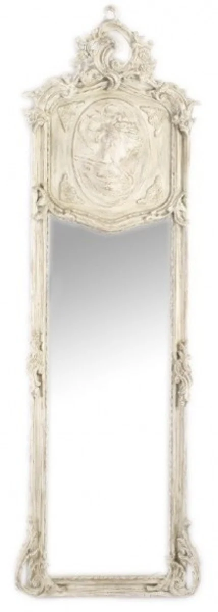 Luxury baroque wall mirror antique gray cream 175 x 55 cm - solid and heavy - mirror