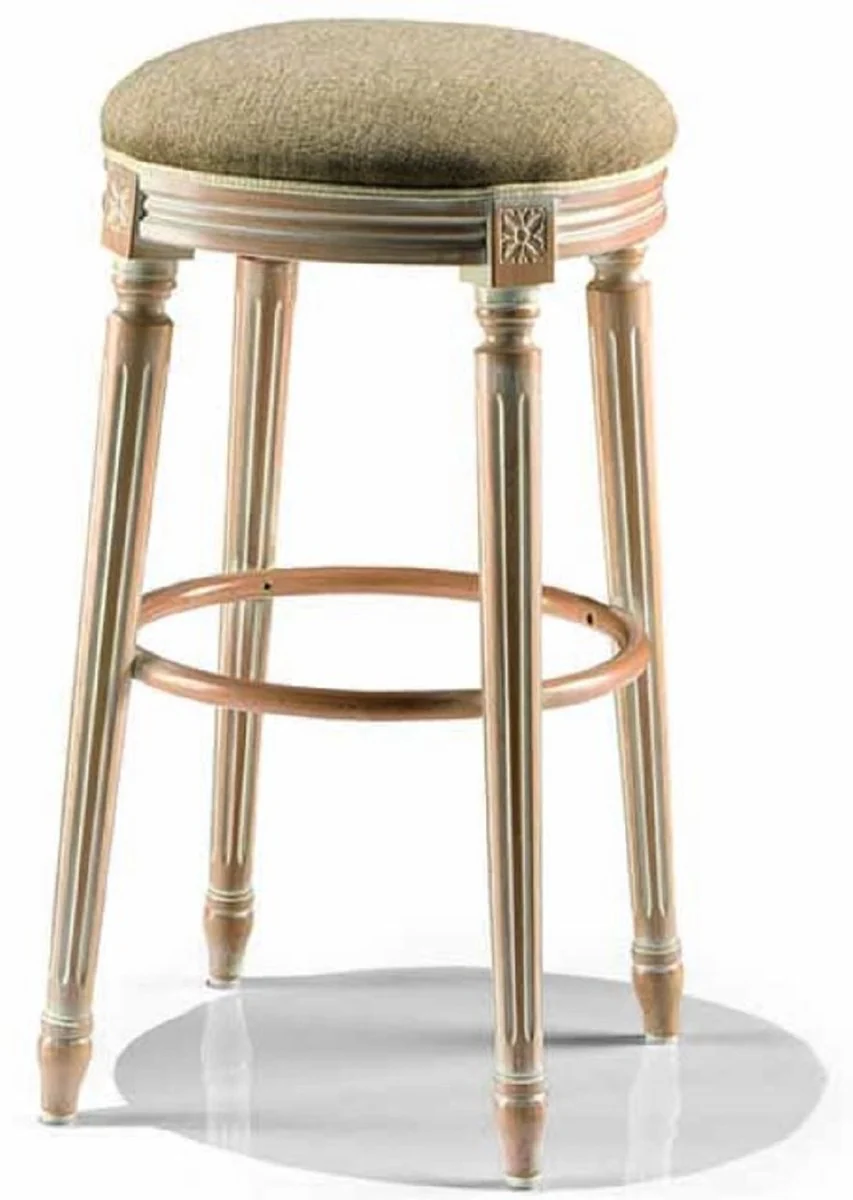 Luxury Baroque Bar Stool Green / Ivory / Beige - Made in Italy