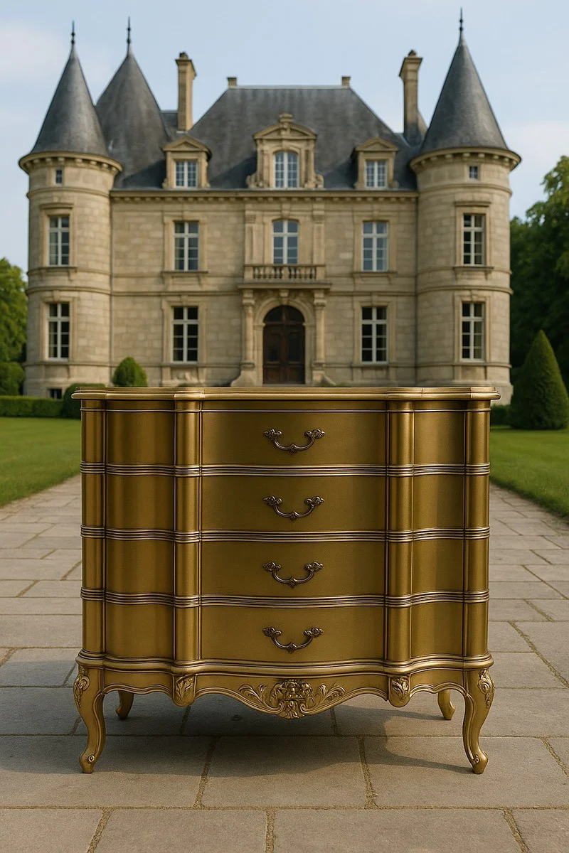 Luxus Barock Kommode mit 4 Schubladen Gold 107 cm - Barock Möbel