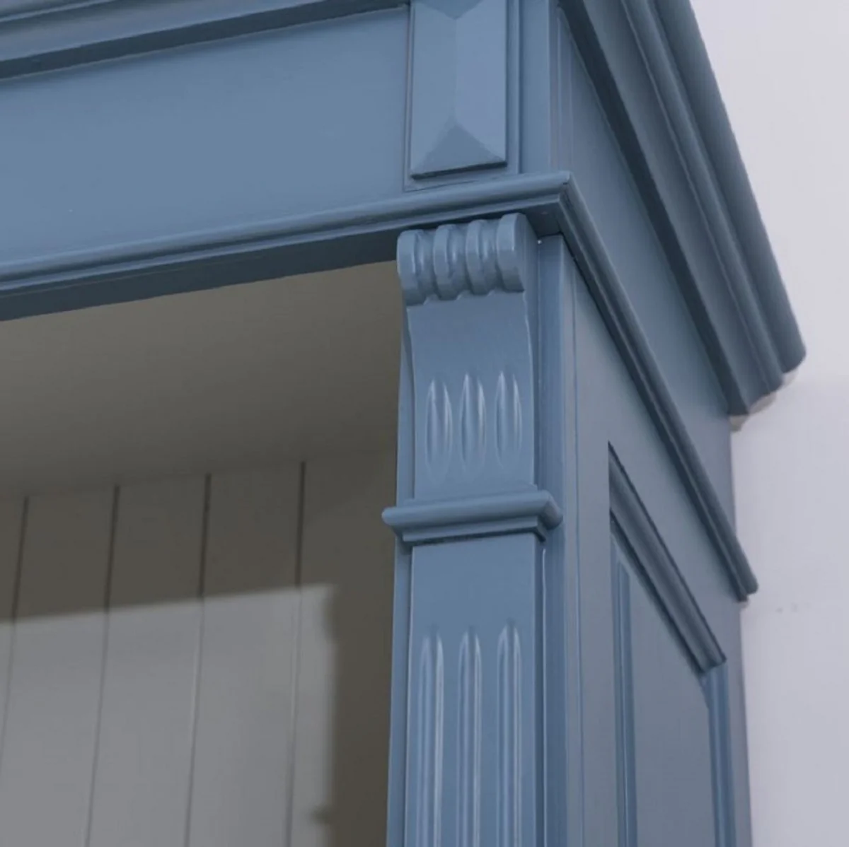 Country house style bookcase with ladder blue / gray 120 x 51 x H. 228 cm - solid wood cabinet - shelf cabinet - living room cabinet - office cabinet - country house style furniture