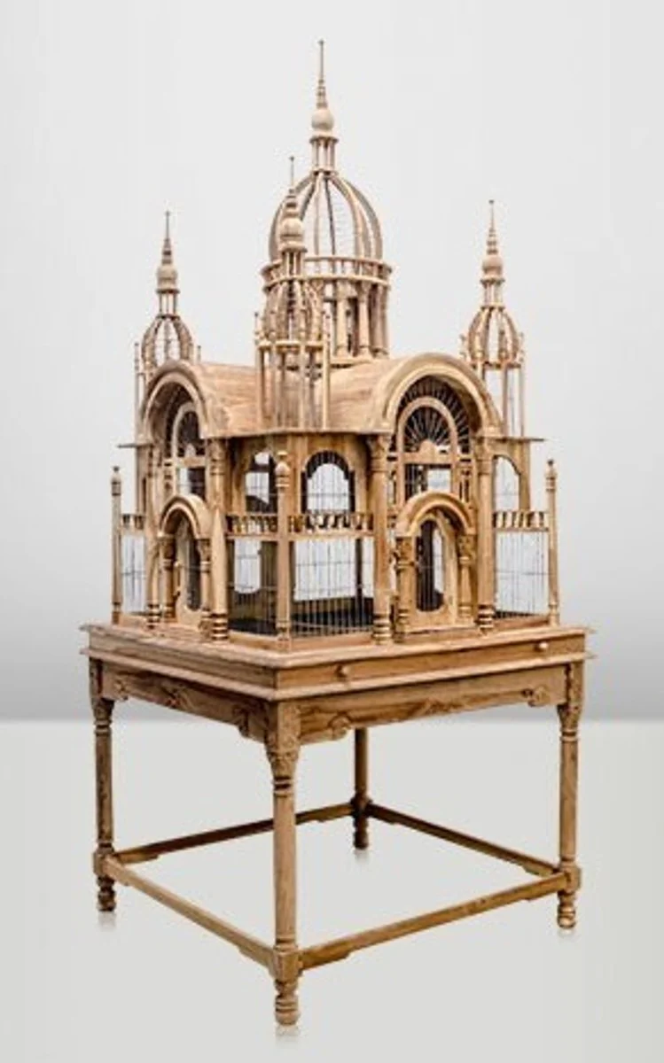 Baroque bird palace hand carved from mahogany wood H250cm - bird house bird cage antique style
