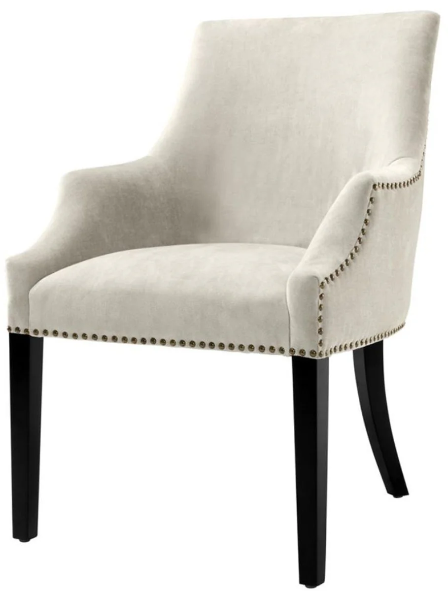Luxury dining room chair with armrests sand / black 60 x 71 x H. 92 cm - Dining room furniture
